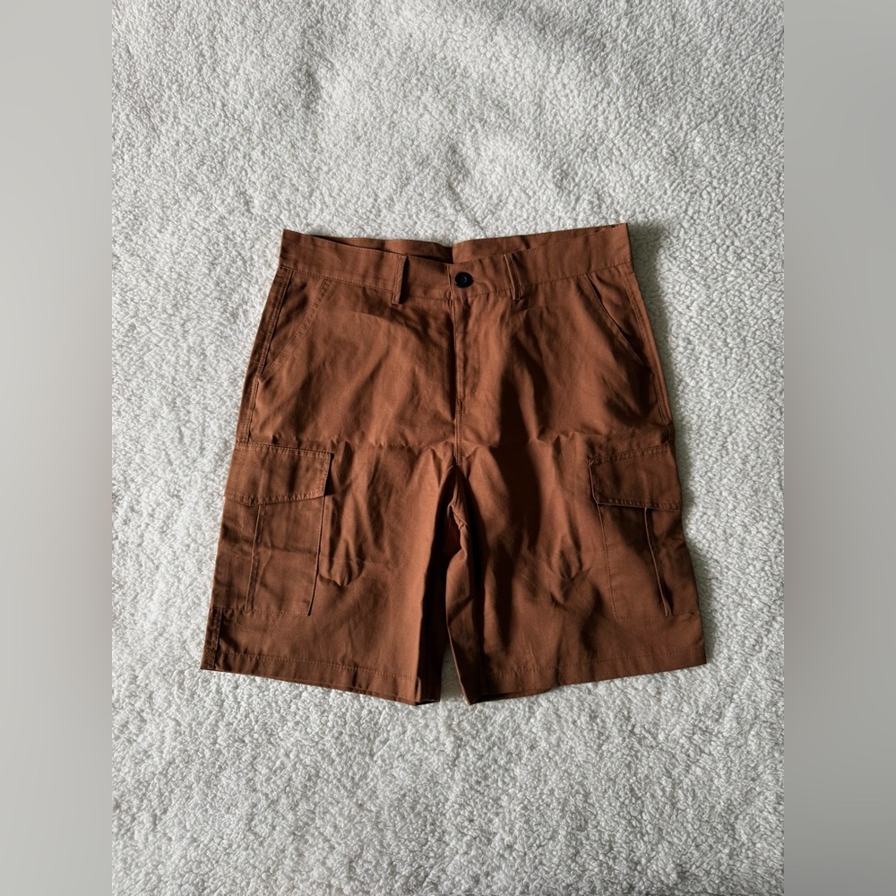 Women's Cotton Linen Blend Lightweight Cargo Style Shorts Brown Size Medium NEW
